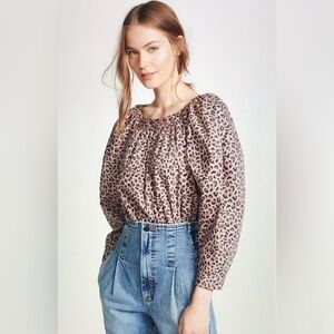 La Vie Rebecca Taylor Ocelot poplin top Size Small
